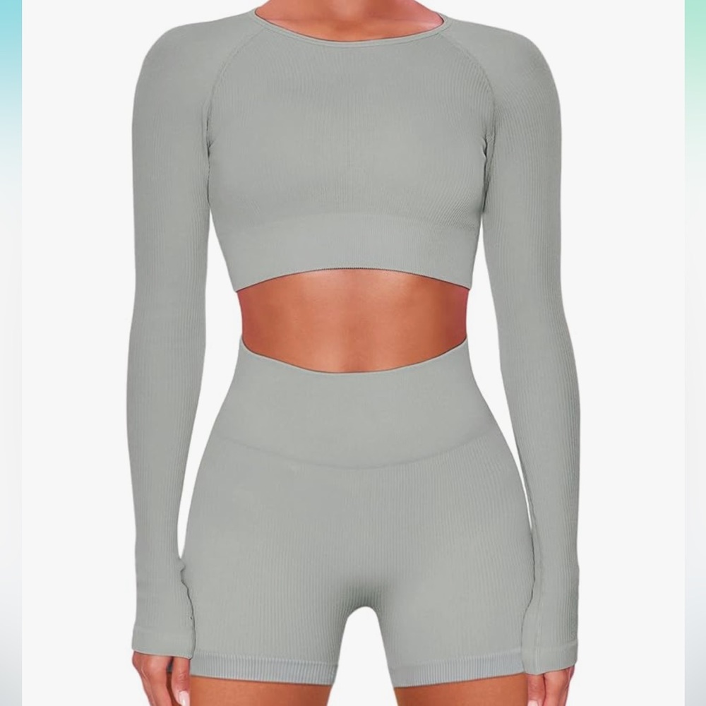 Gray Longsleeve Workout Set